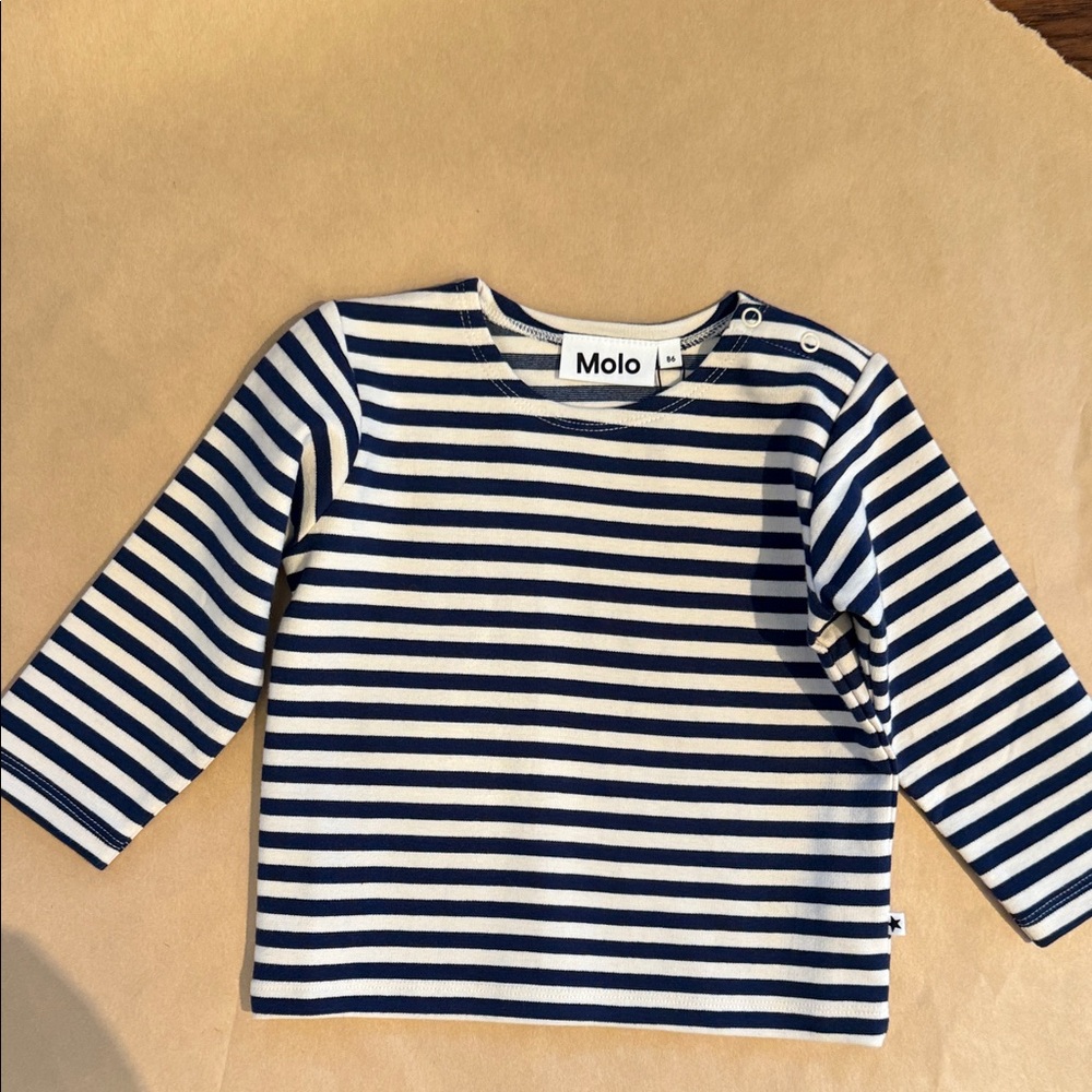 Molo Blue and White Striped Long Sleeve Tee
